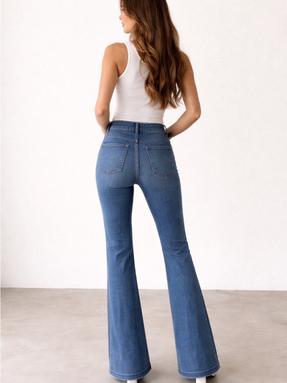 SOLD James Jeans Shayebel Medium Blue Mid-Rise Flare - Picture 2 of 6